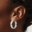 Sterling Silver Rhod-plated Polished D/C Hoop Earrings
