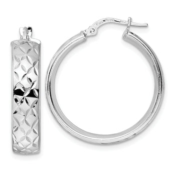 Sterling Silver Rhod-plated Polished D/C Hoop Earrings
