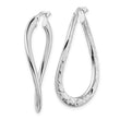 Sterling Silver Rhod-plated Pol & D/C Curved Oval Hoop Earrings