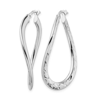 Sterling Silver Rhod-plated Pol & D/C Curved Oval Hoop Earrings - Birthstone Company
