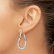 Sterling Silver Rhod-plated Pol & D/C Curved Oval Hoop Earrings - Birthstone Company