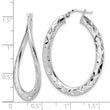 Sterling Silver Rhod-plated Pol & D/C Curved Oval Hoop Earrings