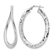 Sterling Silver Rhod-plated Pol & D/C Curved Oval Hoop Earrings - Birthstone Company