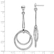 Sterling Silver Rhod-plated Polished D/C Post Dangle Earrings