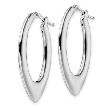 Sterling Silver Rhod-plated Polished Oval Hoop Earrings