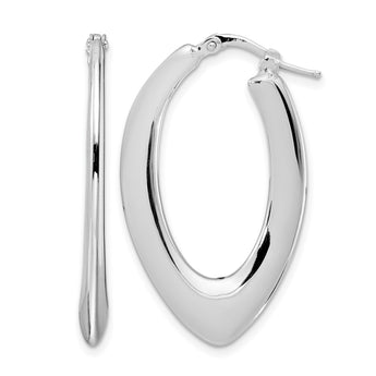 Sterling Silver Rhod-plated Polished Oval Hoop Earrings - Birthstone Company