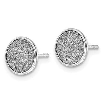 Sterling Silver Rhodium-plated Polished Textured Post Earrings
