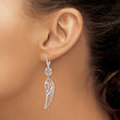 Sterling Silver Rhodium-plated Polished Wing Leverback Earrings