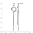 Sterling Silver RH-plated Polished Circle Drop Chain Post Earrings - Birthstone Company