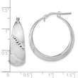 Sterling Silver Rhodium-plated Satin Diamond-cut Hoop Earrings