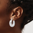 Sterling Silver Rhodium-plated Polished and Textured Hoop Earrings