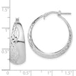 Sterling Silver Rhodium-plated Polished and Textured Hoop Earrings