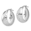 Sterling Silver Rhodium-plated Polished and Textured Hoop Earrings