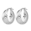 Sterling Silver Rhodium-plated Polished and Textured Hoop Earrings - Birthstone Company