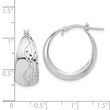 Sterling Silver Rhodium-plated Polished and Textured Hoop Earrings