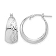 Sterling Silver Rhodium-plated Polished and Textured Hoop Earrings - Birthstone Company