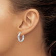 Sterling Silver Rhodium-plated Polished and Textured Hoop Earrings - Birthstone Company