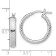 Sterling Silver Rhodium-plated Polished and Textured Hoop Earrings
