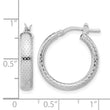 Sterling Silver Rhodium-plated Polished and Textured Hoop Earrings - Birthstone Company