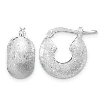 Sterling Silver Rhodium-plated Sparkle Hoop Earrings - Birthstone Company