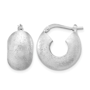 Sterling Silver Rhodium-plated Sparkle Hoop Earrings - Birthstone Company