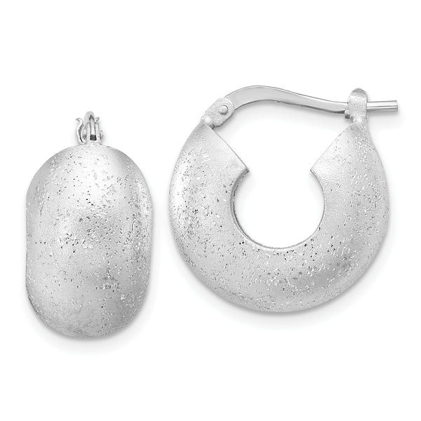 Sterling Silver Rhodium-plated Sparkle Hoop Earrings