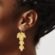 Sterling Silver Gold-plated Etched Leaves Dangle Earrings - Birthstone Company