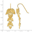 Sterling Silver Gold-plated Etched Leaves Dangle Earrings - Birthstone Company