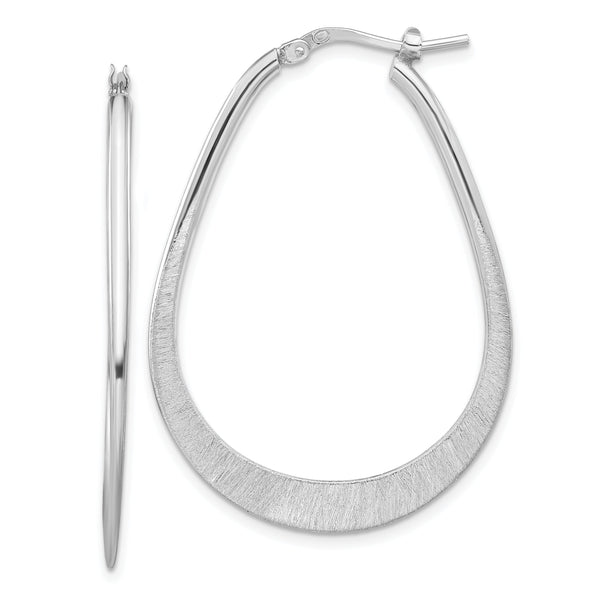 Sterling Silver Rhodium-plated Etched Hoop Earrings