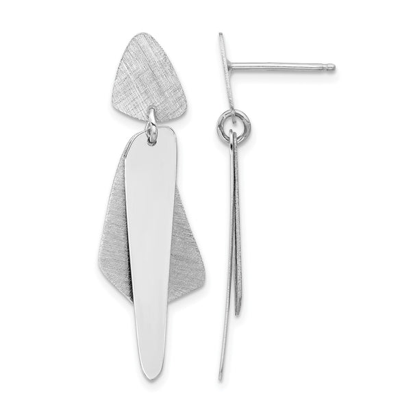 Sterling Silver RH-plated Polished and Brushed Post Dangle Earring - Birthstone Company
