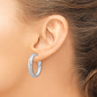 Sterling Silver Rhodium-plated Brushed J-Hoop Post Earrings