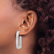 Sterling Silver Rhodium-plated Brushed J-Hoop Post Earrings