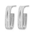 Sterling Silver Rhodium-plated Brushed J-Hoop Post Earrings - Birthstone Company