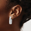 Sterling Silver Rhodium-plated Brushed J-Hoop Post Earrings - Birthstone Company