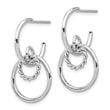 Sterling Silver Rhodium-plated Polished and Textured Post Dangle E