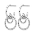 Sterling Silver Rhodium-plated Polished and Textured Post Dangle E - Birthstone Company