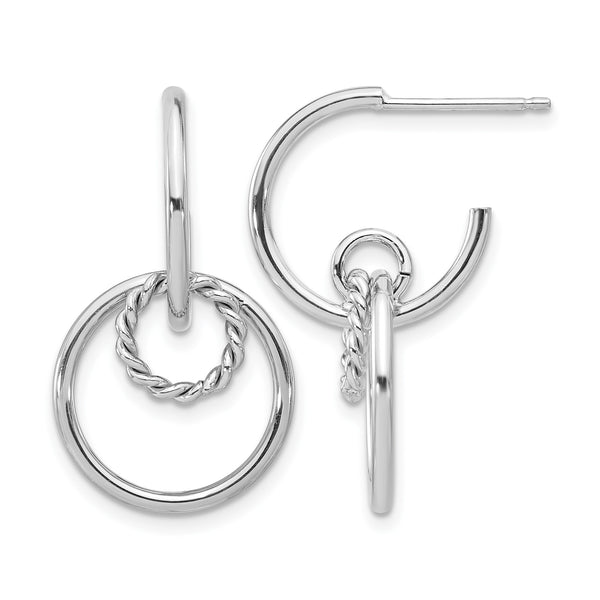 Sterling Silver Rhodium-plated Polished and Textured Post Dangle E - Birthstone Company