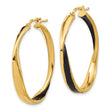 Sterling Silver Gold-tone with Black Enamel Hoop Earrings