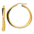 Sterling Silver Gold-tone with Black Enamel Hoop Earrings