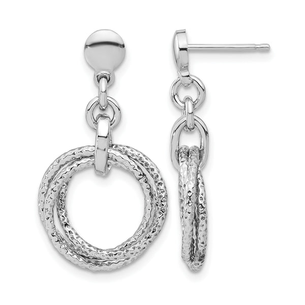 Sterling Silver Rhodium-plated Circles Post Dangle Earrings - Birthstone Company