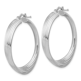 Sterling Silver Rhodium-plated Large Hoop Earrings