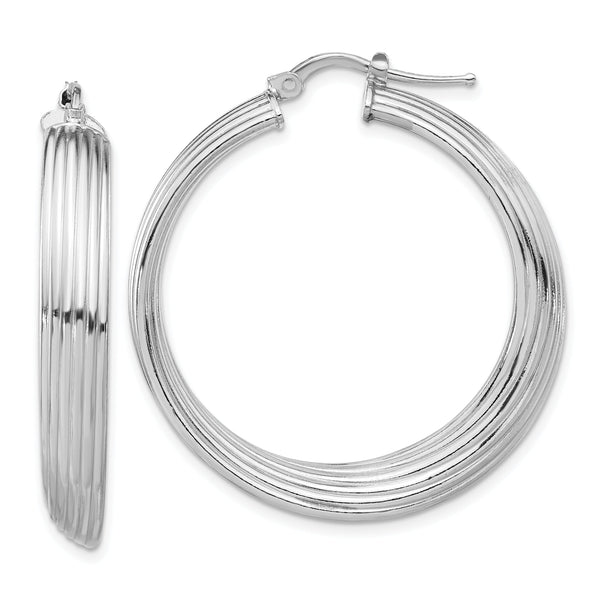Sterling Silver Rhodium-plated Large Hoop Earrings