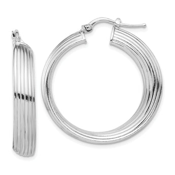 Sterling Silver Rhodium-plated Small Hoop Earrings