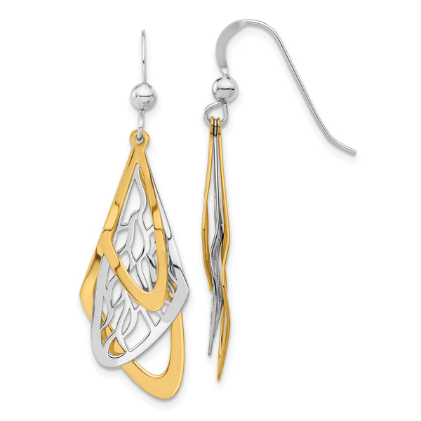 Sterling Silver Rhodium-plated and Gold-tone Dangle Earrings