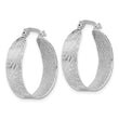 Sterling Silver Rhodium-plated Textured Hoop Earrings