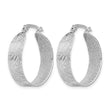 Sterling Silver Rhodium-plated Textured Hoop Earrings - Birthstone Company