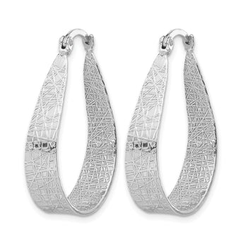 Sterling Silver Rhodium-plated Textured Hoop Earrings - Birthstone Company
