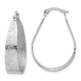 Sterling Silver Rhodium-plated Textured Hoop Earrings