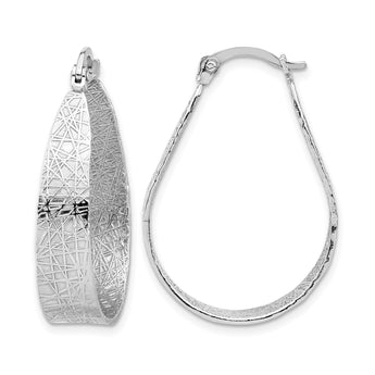Sterling Silver Rhodium-plated Textured Hoop Earrings - Birthstone Company