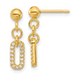 Sterling Silver Gold-plated Polished CZ Dangle Post Earrings